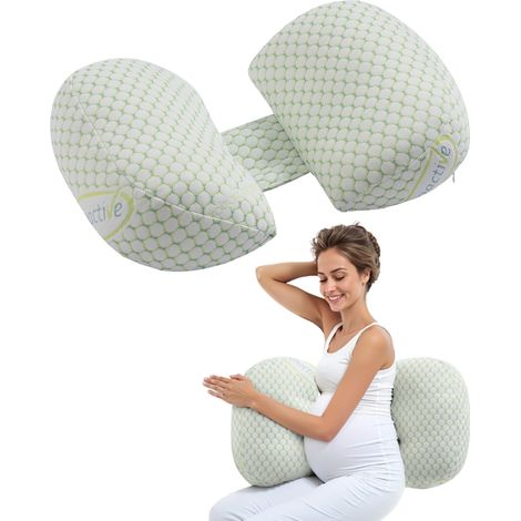VEVOR Coussin de Grossesse, Forme W, Oreiller de Maternite Reglable pour Femmes Enceintes, Oreiller Soutien Doux Respirant avec Housse Amovible et Lavable, pour Dormir, Soutien Dos, Ventre, Hanches