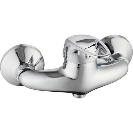 Mitigeur de douche chromé SCHÜTTE Batoni avec flexible, corps en laiton, cartouche à disque céramique, fonctionnement silencieux, poignées en métal (1/2)