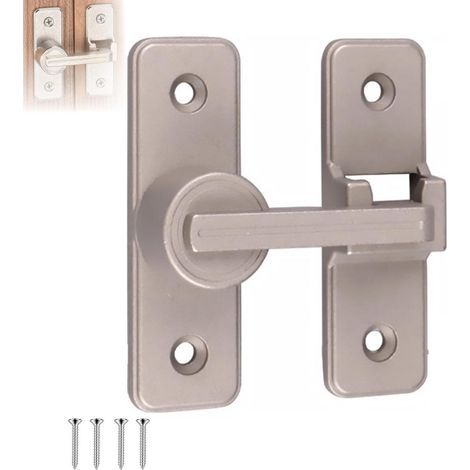 Serratura a Scorrimento per Porta Interna, Gancio Oscillante a 180°, Chiavistello per Porta Interna, Argento (1/5)
