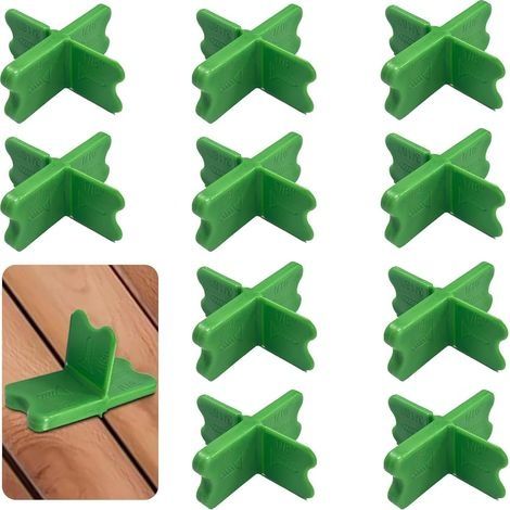 10 Pièces Espaceurs pour Lames de Terrasse, 4 Épaisseurs (0.16, 0.32, 0.48, 0.64 cm), Outil de Cales en Plastique ABS pour Decking Composite, Vert (1/5)