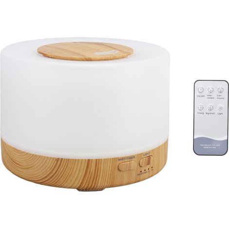 Humidificateur de bureau 500ml, bois grain, 7 couleurs LED, 35dB silencieux, télécommande, diffuseur d'aromathérapie, 100-240V prise UE (1/5)