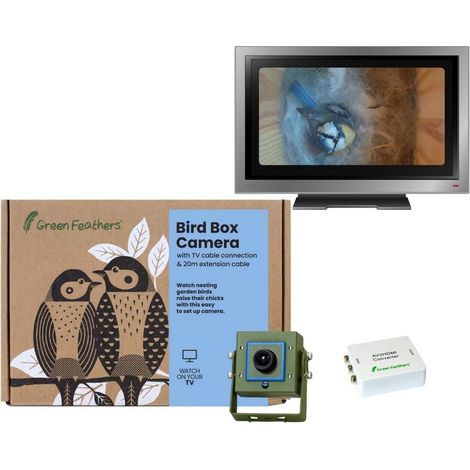 TV Connection Bird Box and Wildlife Camera with 20m Cable and HDMI Adapter - L18.8 x W13.5 x H12.7 cm