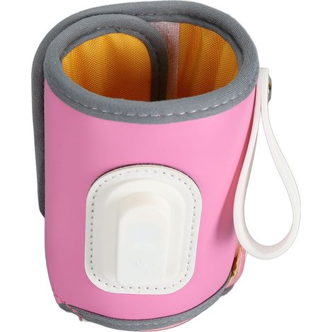 Chauffe-biberon portable rose avec contrôle de température et affichage en temps réel, idéal pour la maison et l'extérieur. (1/5)