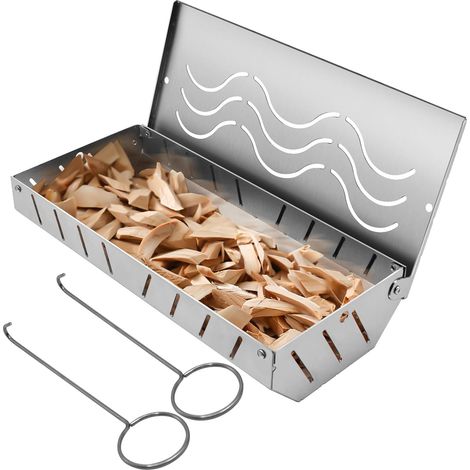 Gas Bbq Fumé Boîte, Boîte de Fumage de Grande Capacité avec Prise d’Oxygène sur 5 Côtés, Inox Grill Boîte de Fumage avec 2 Crochets, l’Accessoire Fumoir pour Barbecue Ajoute une Saveur Fumée (1/5)
