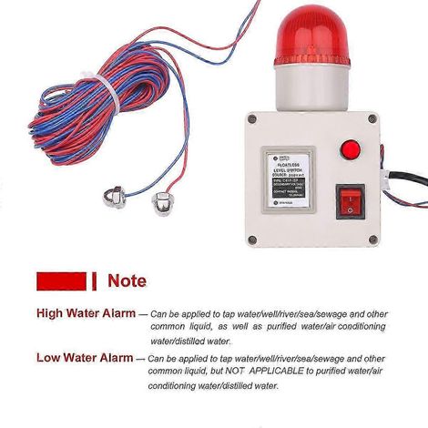 Alarme indicateur de niveau d'eau, capteur d'alarme de niveau d'eau, alarme de niveau d'eau bas ou haut avec interrupteur silencieux, Super pWHBYV (1/4)