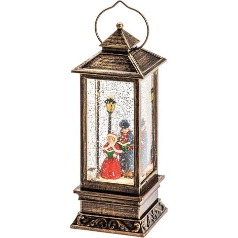 Konstsmide - Lanterna LED con palla di vetro e neve, plastica, Scena Dickensian, Large 27cm (1/3)