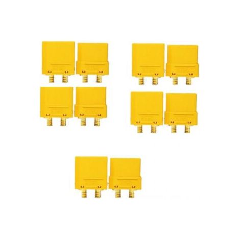 Giallo, 5 coppie di connettori per batteria XT90, connettore XT90 maschio e femmina, con guaina termorestringente, per batterie Lipo RC (1/5)