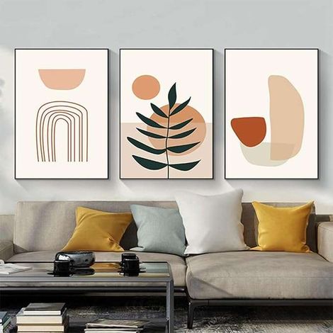 Póster decorativo para pared sobre lienzo sin marco, 3 láminas de 60x90 cm con motivos de estilo bohemio.