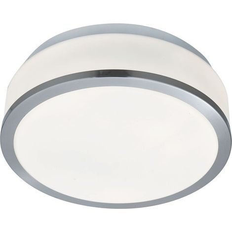 Searchlight Discs - Plafonnier encastré à 2 ampoules au fini argent satiné IP44, E27 (1/3)