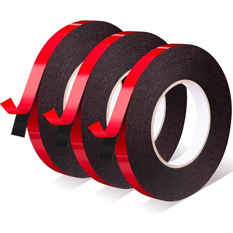 3 rouleaux double face – étanche, haute température – 10m x 10/12/15mm – extérieur, voiture, déco (1/5)
