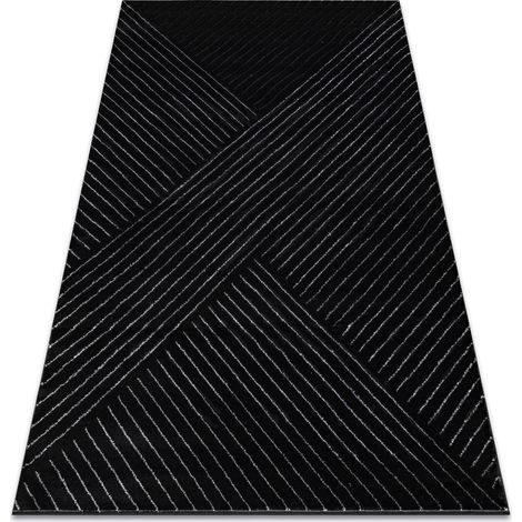 Tappeto EMERALD esclusivo A0084 glamour, elegante, linee, géométrique nero / argint  black 280x370 cm