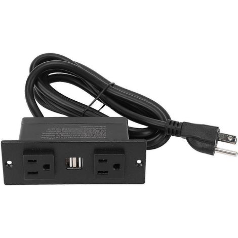 Multiprise encastrable avec 2 prises secteur et 2 ports USB, longueur 1,5 m