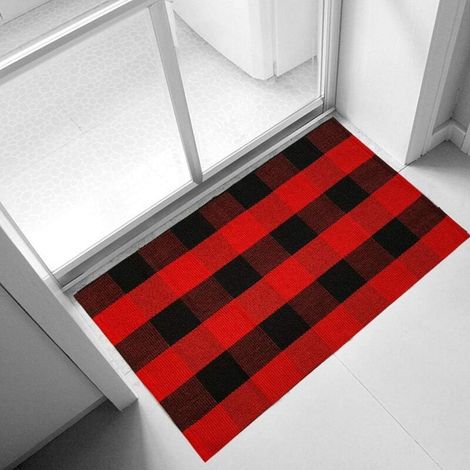 Christmas Buffalo Plaid Rug 60×90cm - Machine Washable Outdoor Doormat, Buffalo Plaid Rug for Porch/Kitchen/Sink/Bathroom (1/5)