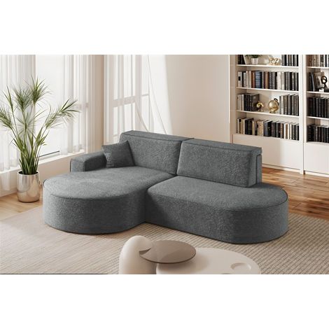 Ecksofa Schlafsofa Sofa VENEDIG Stoff Arena Dunkelgrau Ottomane Links (1/5)