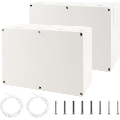Lot de 2 Boîte de Dérivation Extérieure Blanche - 265 x 185 x 95 mm Boîtier Électronique Étanche IP65 - Coffret de Répartition Mural en Plastique ABS pour Installation Électrique et Jardin (1/5)
