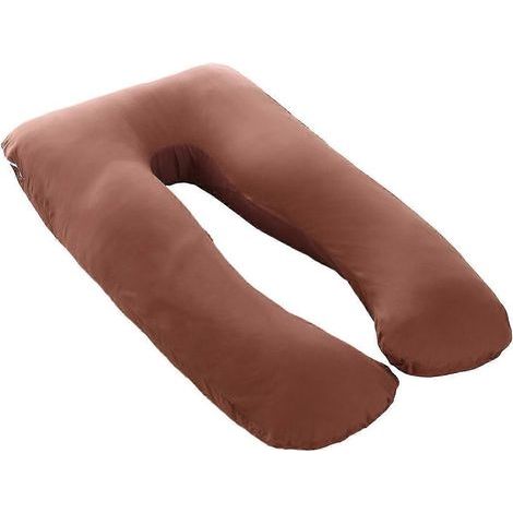 Taie d'oreiller en coton lavable et confortable pour oreiller de grossesse en forme de U, idéale pour les personnes dormant sur le côté. Couleur : café.-AquaForge (1/5)