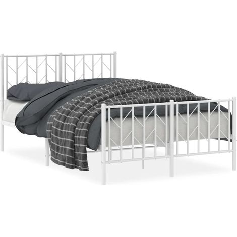Maison Exclusive - Bettgestell mit Kopf- und Fußteil Metall Weiß