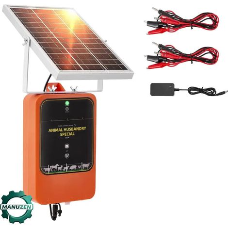 Manuzen - Chargeur De Clôture Électrique Solaire 10km Réglable 1.2J Ip65 Dc 12V (1/3)