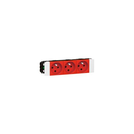 Legrand 077123 Prise 3x2P+T à détrompage Mosaic Soluclip goulotte clippage direct 6 modules (1/2)