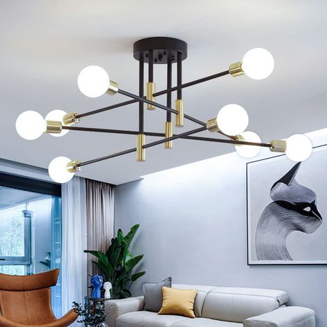 Lustre Spoutnik, éclairage suspendu nordique moderne du milieu du siècle, luminaire de plafond à 8 lumières, lumière blanche (ampoule incluse) (1/5)