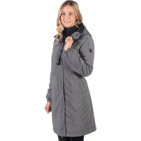 XS, grigio/argento: Giubbotto lungo da donna impermeabile e catarifrangente modello Washington