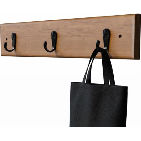 Porte-manteau mural multiple - 320 x 70 x 53 mm - Porte-manteau couleur Acacia/noir - Fabriqué en BOIS + ZAMAK. Mod. CM36 (1/5)
