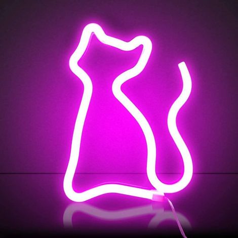 Enseigne Néon LED - Décoration Murale - Alimentation USB ou Piles - Lumière Nocturne - Pour Salon Chambre Bureau - 1 Pièce (1/5)
