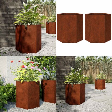 vidaXL Pflanzkübel 2 Stk. Sechseckig 46x40x45 cm Wetterfester Stahl (1/5)