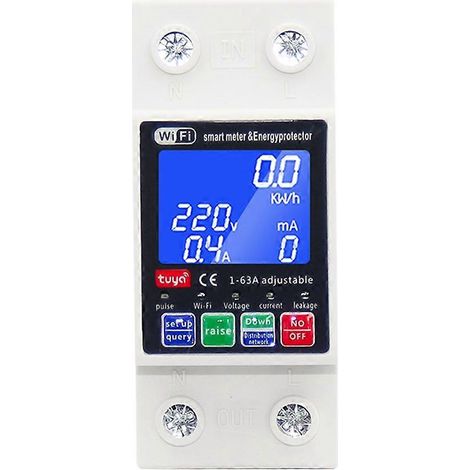 Tuya WiFi 63A Smart-Leistungsschalter, 220V-Spannungsrelais, Fehlerstromschutz, automatischer MCB-Schalter für Smart Home (1/5)