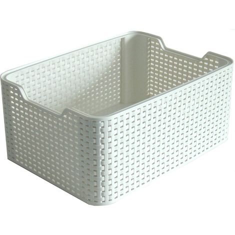 Curver 189336, Cesto portaoggetti in plastica, Bianco Vintage, 28 x 19 x 13 cm (1/4)