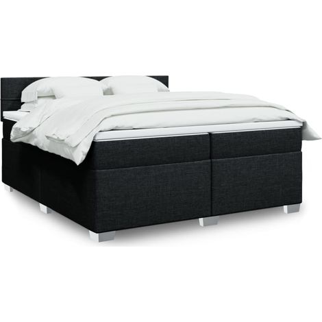 Boxspringbett mit Matratze Schwarz 200x200 cm Stoff