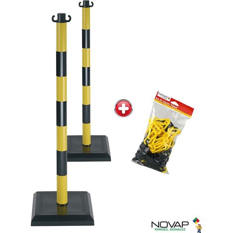 Kit 2 poteaux PVC lestés 3kg Jaune/Noir - 1999978