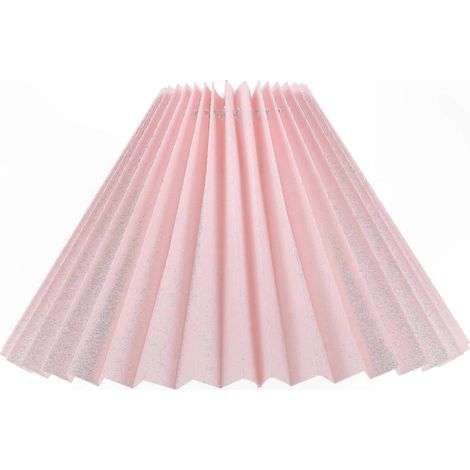 Abat-jour rose plissé en tissu avec douille E14, lampe de table en métal, design rond élégant. (1/5)