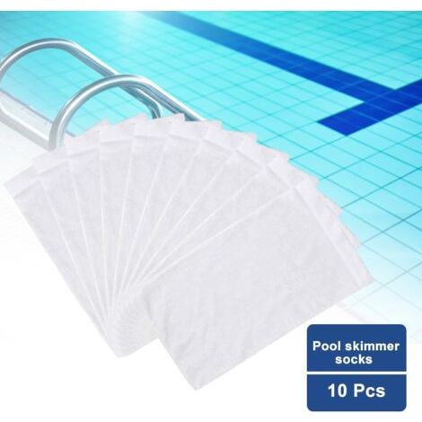 Filtre de Stockage pour Piscine avec Chaussette en Nylon, Panier à , 10Pièces Écumoire Blanc (1/5)