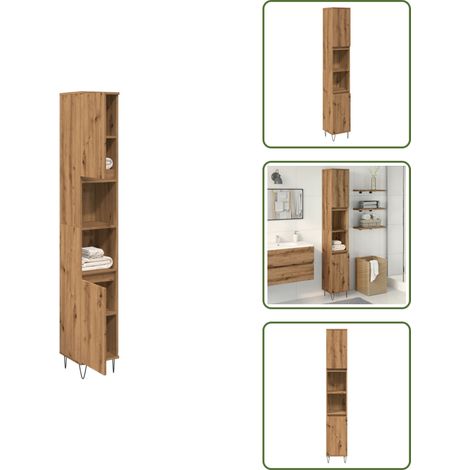 Armoire de salle de bain chêne artisanal 30x30x190 cm - Armoire De Salle De Bain - Armoires De Salle De Bain - Armoire - Armoire Pour Salle De Bain (1/5)
