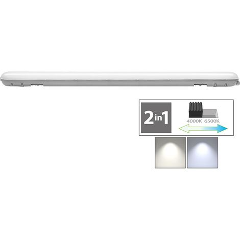 PLAFONIERA DOPPIO TUBO LED CAMBIA TONO 2 x 48W - 4000/6500K mm.1200 x 100 x 70 mm