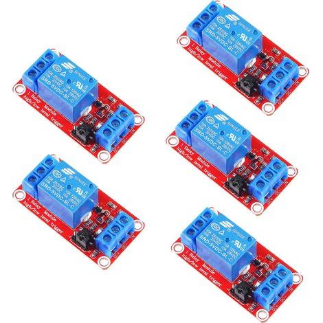 5pcs 1 Channel Relay Module, 1 Channel DC 5V Relay Modules with Optocoupler, Compatible with Low or High Level Triggering and Arduino (1/5)