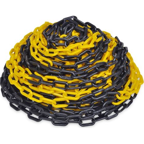 Chaîne de barrière en plastique de 30 m, jaune et noire (1/2)