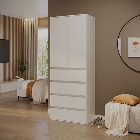 Armadio Claus, Bianco, 74 x 191.5 cm con 4 cassetti, Vicco