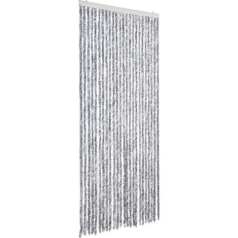 vidaXL Cortina mosquitera de chenilla blanca y gris 100x220 cm (1/2)