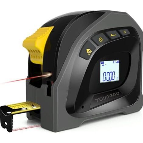 Telémetro láser con pantalla LCD retroiluminada, cinta métrica, telémetro láser de 40 m, cinta métrica de 5 m, láser para medición, portátil, recargable. (1/4)