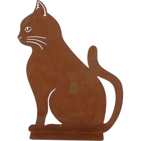 Gatto decorativo da giardino in acciaio corten, altezza 30 cm