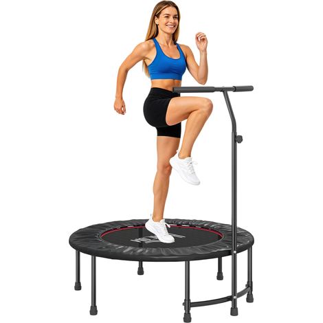 40" Fitness Trampoline with Adjustable Handle-Rebounder Trampoline-Mini Jumper for Indoor Exercise Workout-Black (1/5)