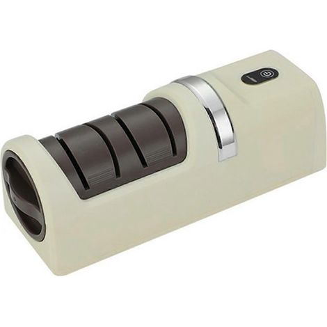 Affûteur de couteaux électrique rechargeable - Affûteur de couteaux multifonctionnel pour polissage rapide - Blanc crème (1/5)