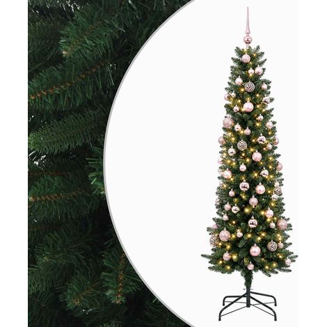 Albero di Natale Artificiale Slim con Palline 210 cm 300 LED vidaXL (1/5)