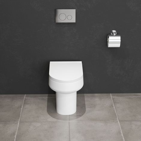 AICA Bathroom Back to Wall Toilet Modern Round Pan Soft Close Seat Ceramic WC (1/5)