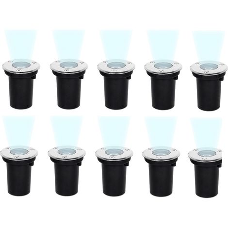 Kit da 10 faretti a led da incasso per esterni potenza 1.5W 90LM segnapasso calpestabile impermeabile IP65 a luce bianca fredda 6500K