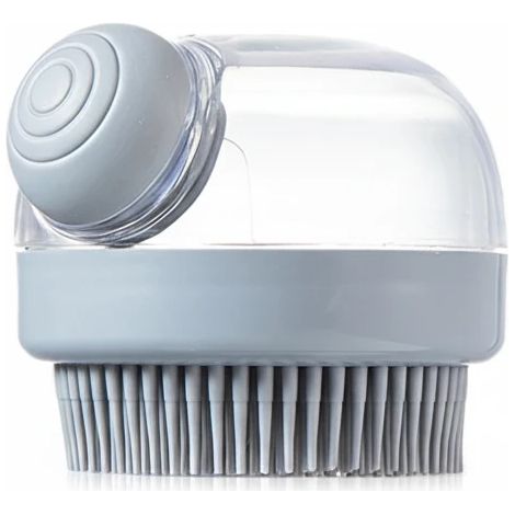 Brosse de bain en silicone pour animaux, distributeur de shampoing multifonctionnel et brosse de massage, outil de nettoyage doux pour la peau des animaux, grise (1/2)