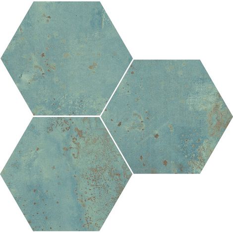 Apavisa – Carrelage effet métal zinc hexagone vert 29x25cm – Finition naturelle – Pour intérieur et extérieur – Boîte de 0.94 m2