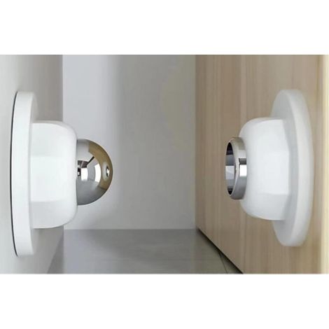 Short magnetic doorstops – no drilling required, strong magnet, silicone stopper, white, 1 per pack (1/5)